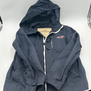 Hollister Navy Raincoat with Hood